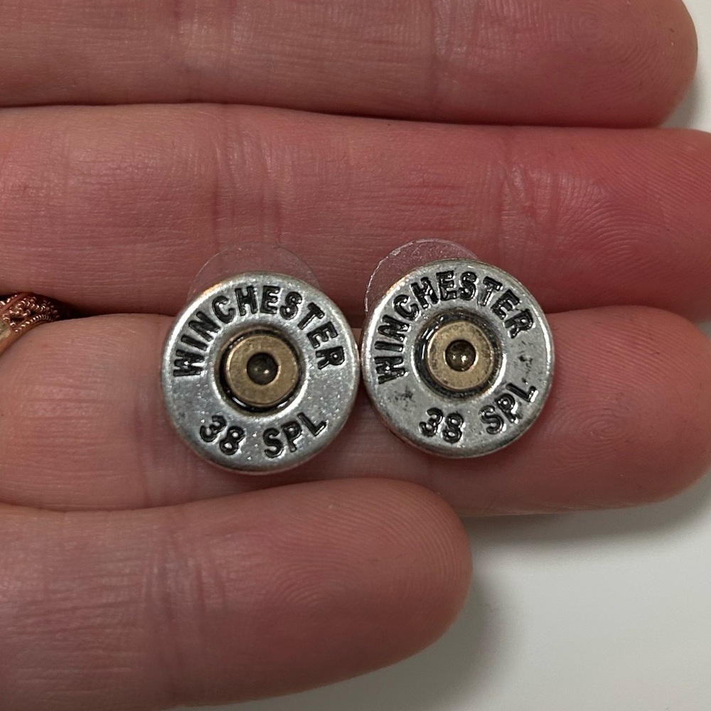 Winchester 38mm bullet casing earrings